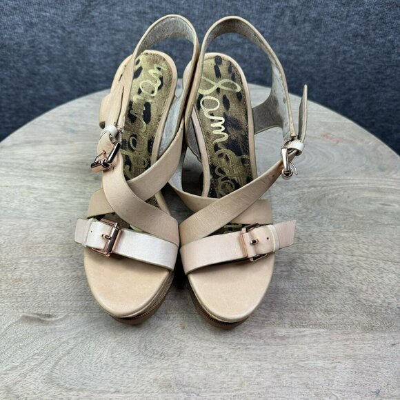 Sam Eldelman Womens Cork Wedge Sandals Size 4.5M Leather Upper - Picture 2 of 8
